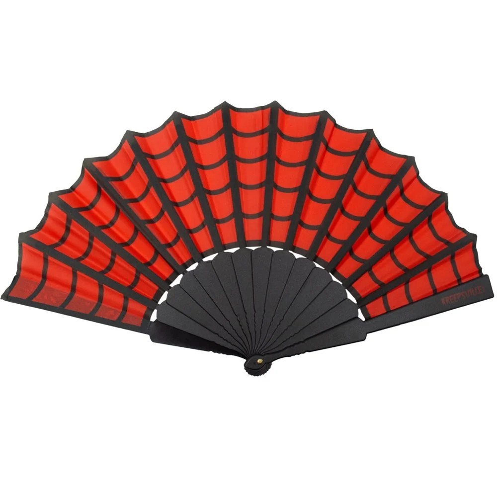 Kreepsville - Spiderweb Scallop HandfÃ¤cher - Rot/Schwarz